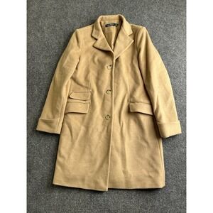 Womens Lauren Ralph Lauren Camel Wool Blend Long Coat Tan, Size 10